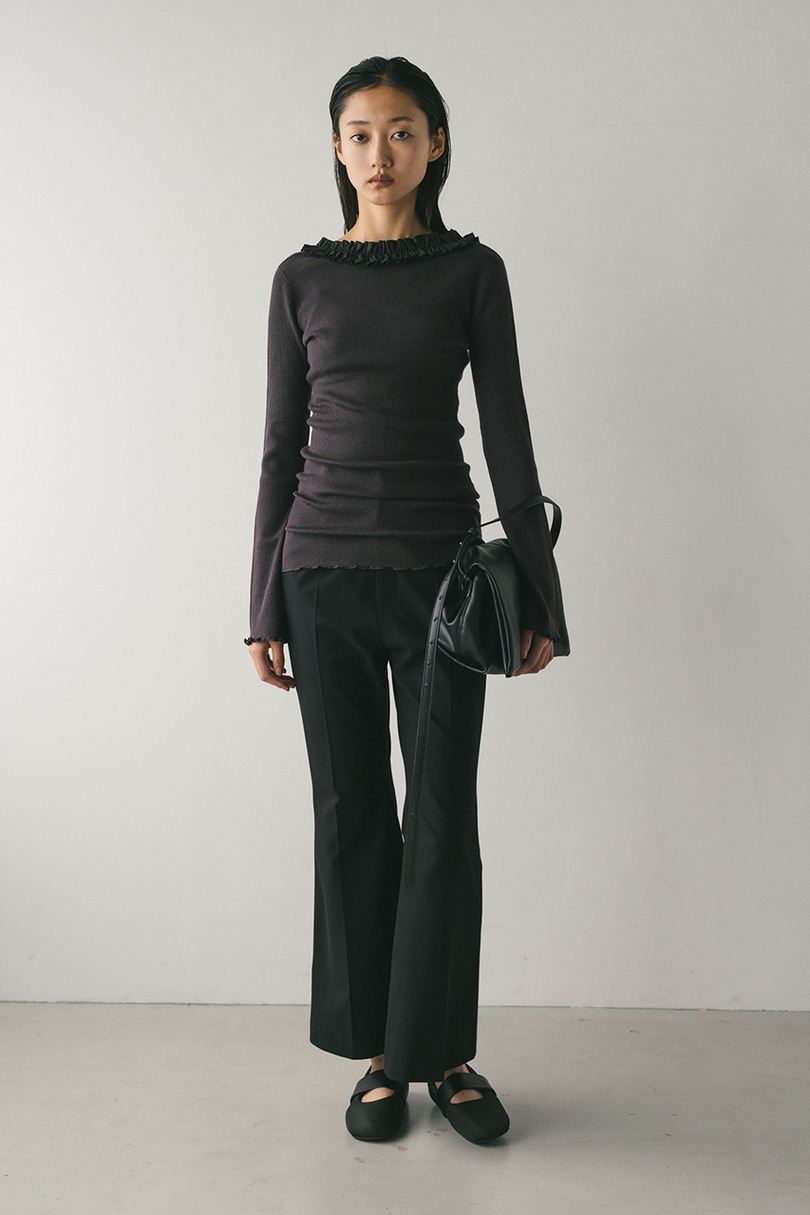 バックオープンフリルニットトップ 詳細画像 GRY 2