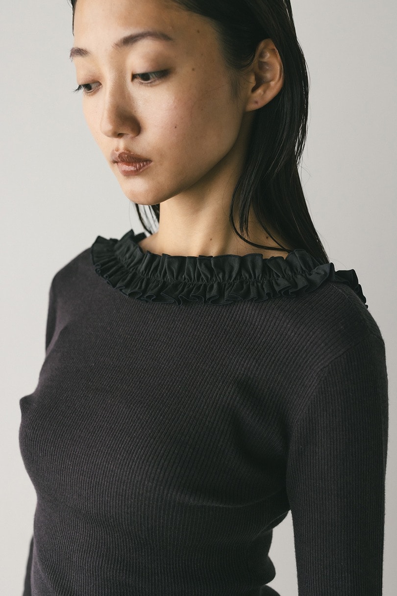 バックオープンフリルニットトップ 詳細画像 GRY 7