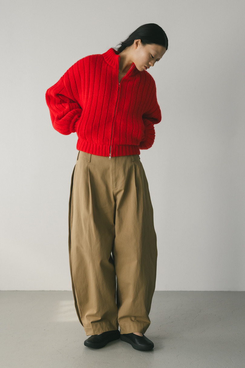 パッファーニットジップカーデ 詳細画像 RED 2