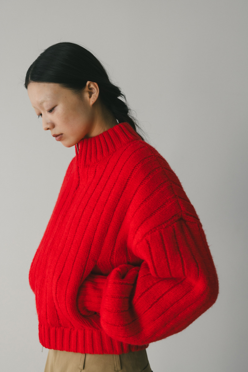 パッファーニットジップカーデ 詳細画像 RED 4