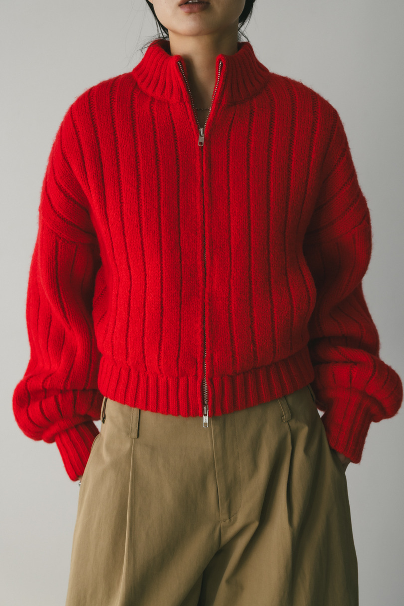 パッファーニットジップカーデ 詳細画像 RED 5