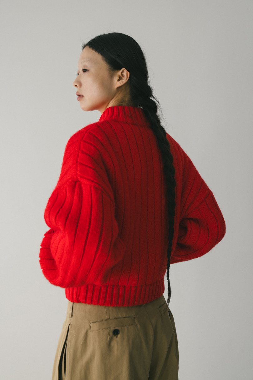 パッファーニットジップカーデ 詳細画像 RED 6