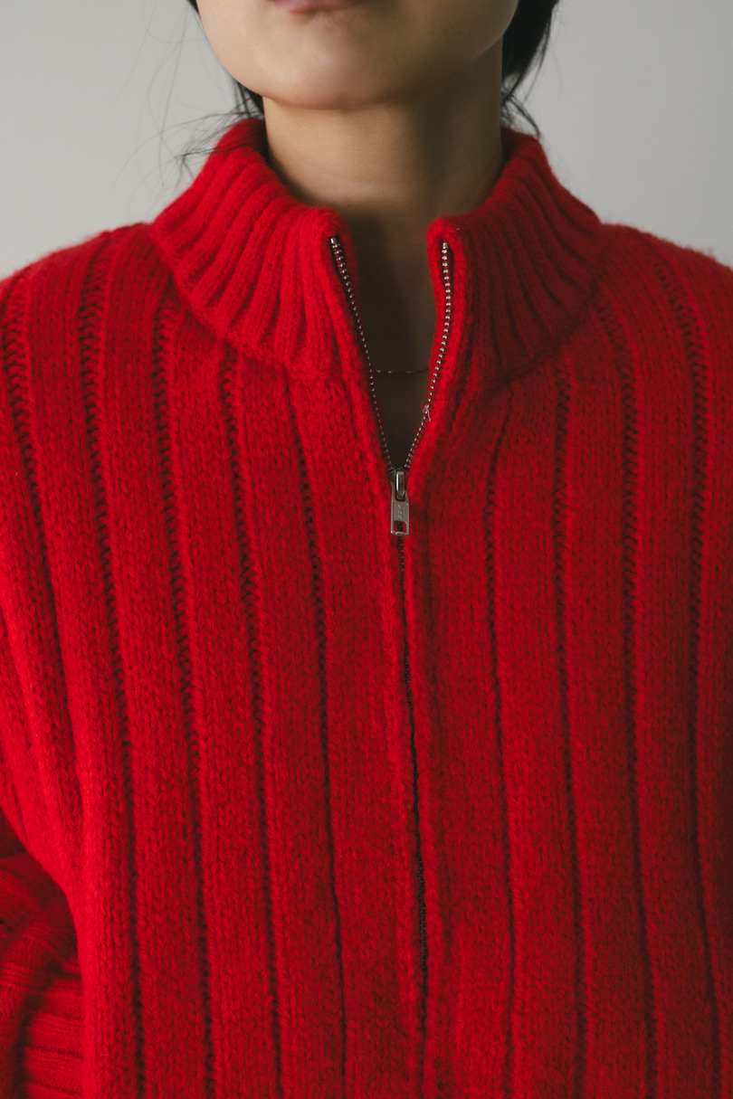 パッファーニットジップカーデ 詳細画像 RED 7