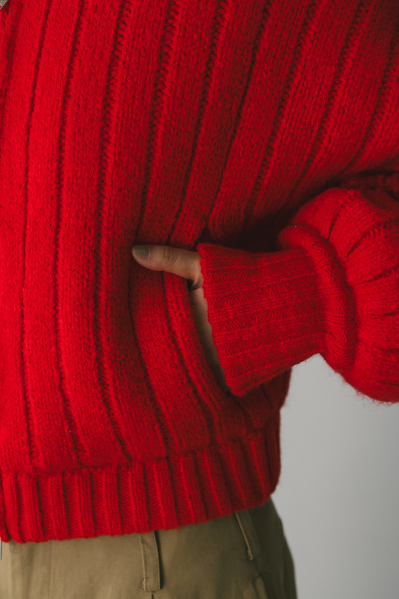 パッファーニットジップカーデ 詳細画像 RED 8