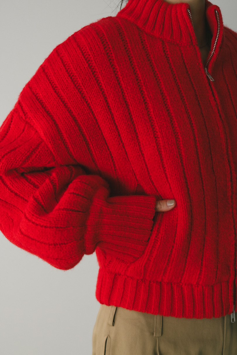 パッファーニットジップカーデ 詳細画像 RED 9
