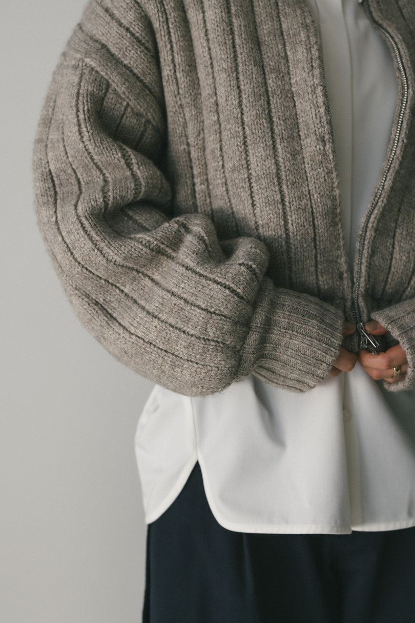 パッファーニットジップカーデ 詳細画像 GRY 9