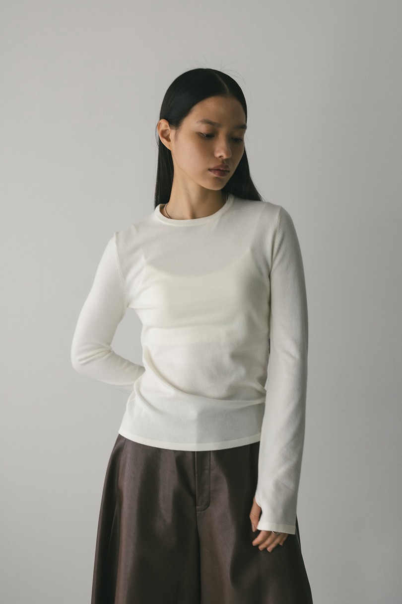 フィンガーホールクルーネックニット 詳細画像 WHT 3