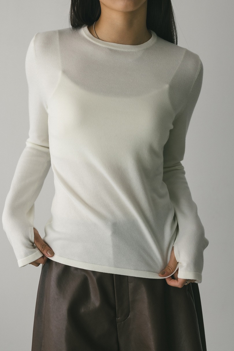 フィンガーホールクルーネックニット 詳細画像 WHT 4