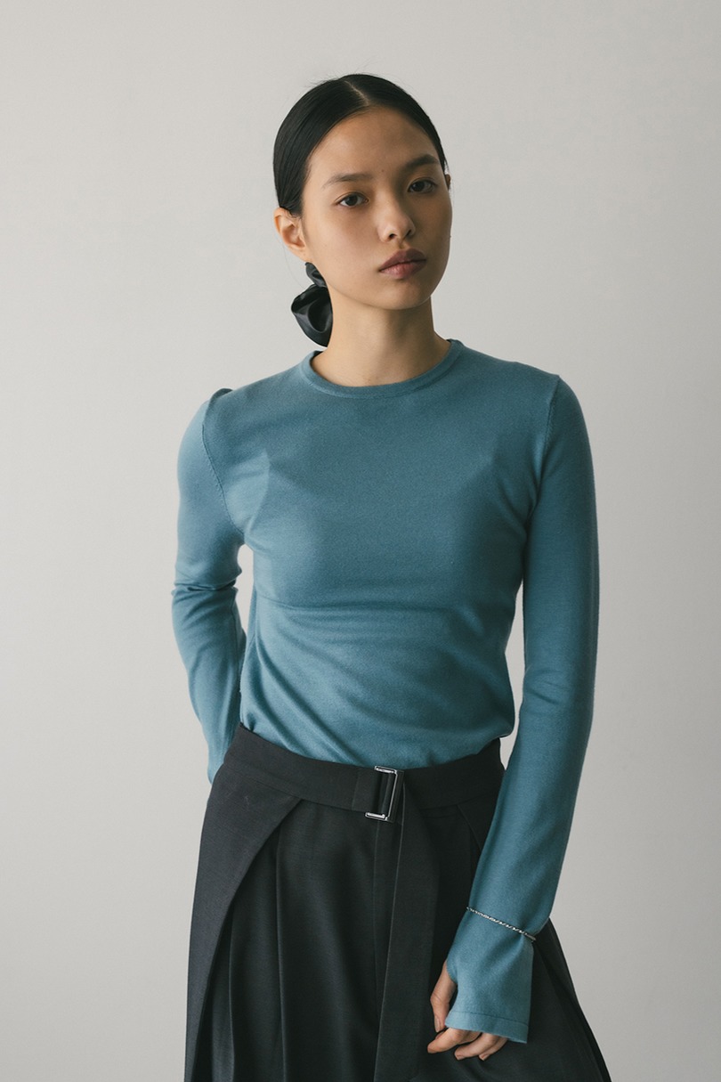 フィンガーホールクルーネックニット 詳細画像 BLU 2