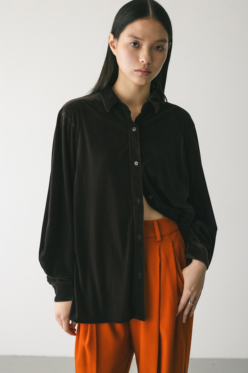 ベロアルーズシャツ 詳細画像 BRN 3