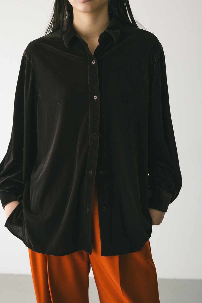 ベロアルーズシャツ 詳細画像 BRN 4