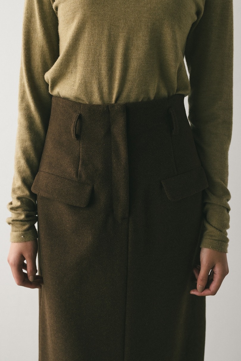 フロントポケットナロースカート 詳細画像 BRN 4