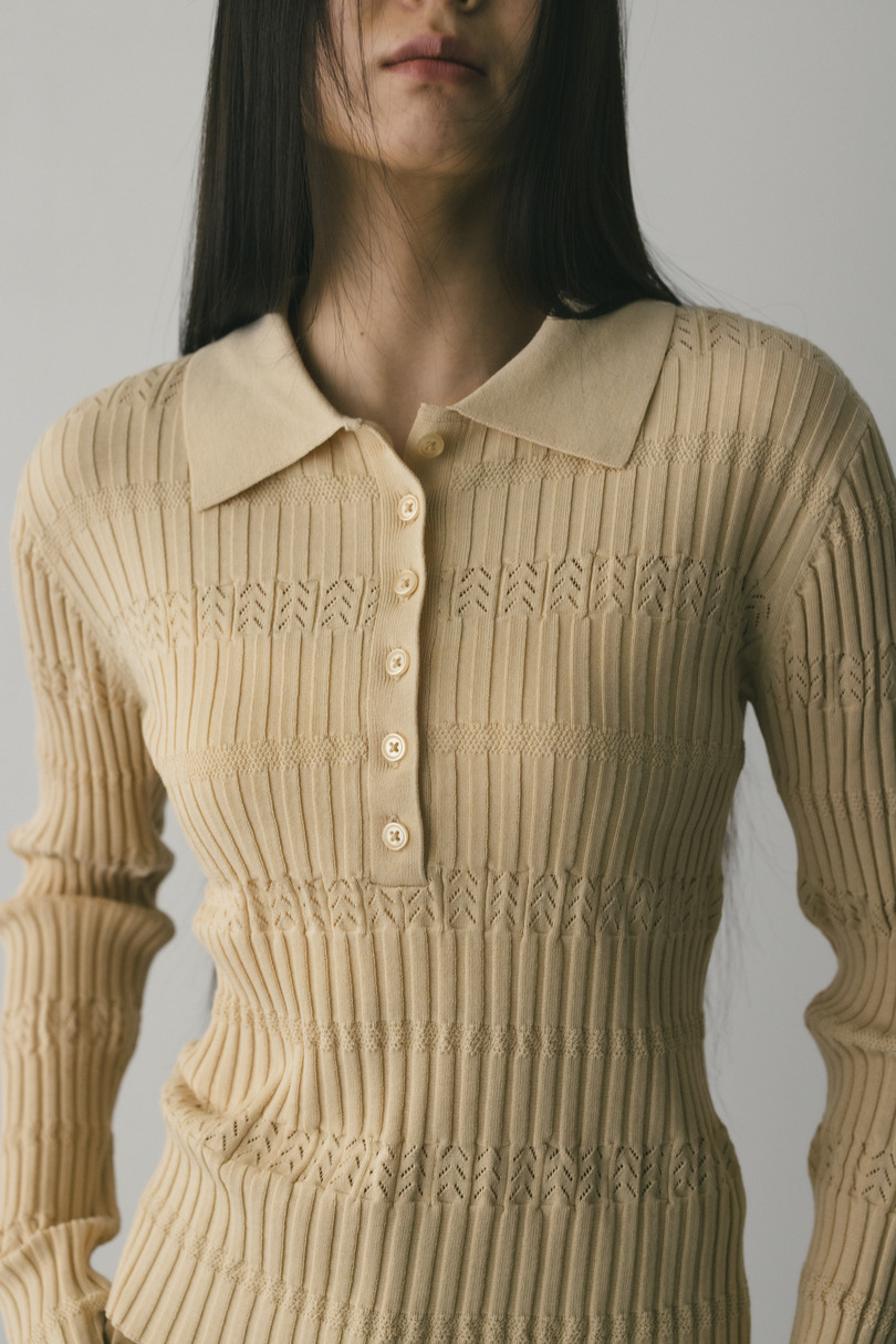 アイレットリブニットポロ 詳細画像 BEG 3