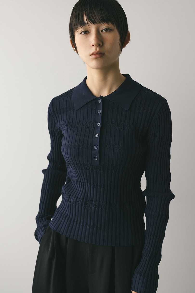 アイレットリブニットポロ 詳細画像 NVY 3