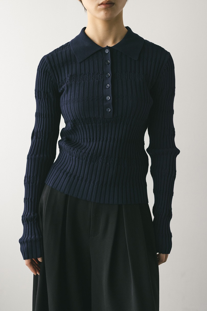 アイレットリブニットポロ 詳細画像 NVY 4