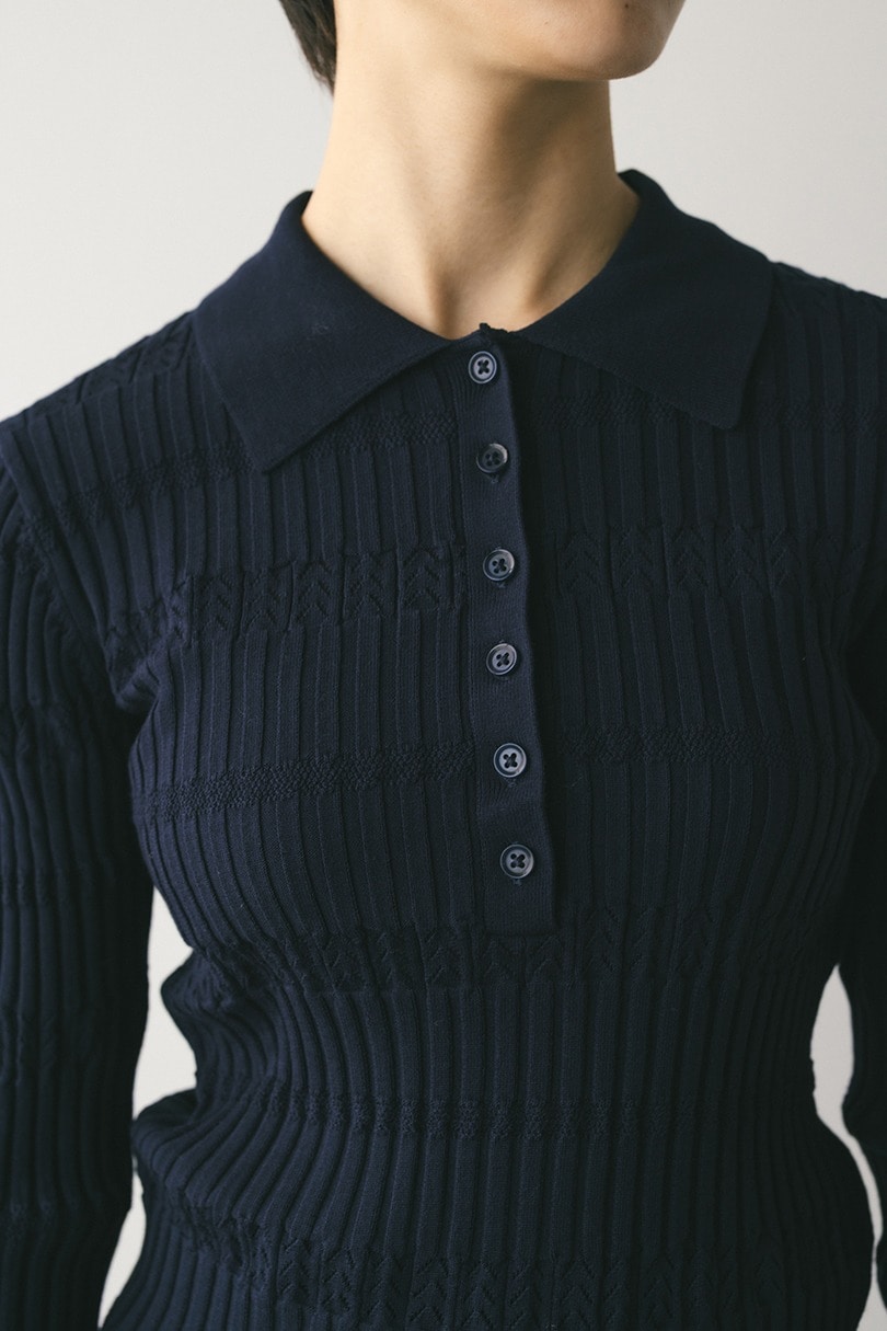 アイレットリブニットポロ 詳細画像 NVY 5