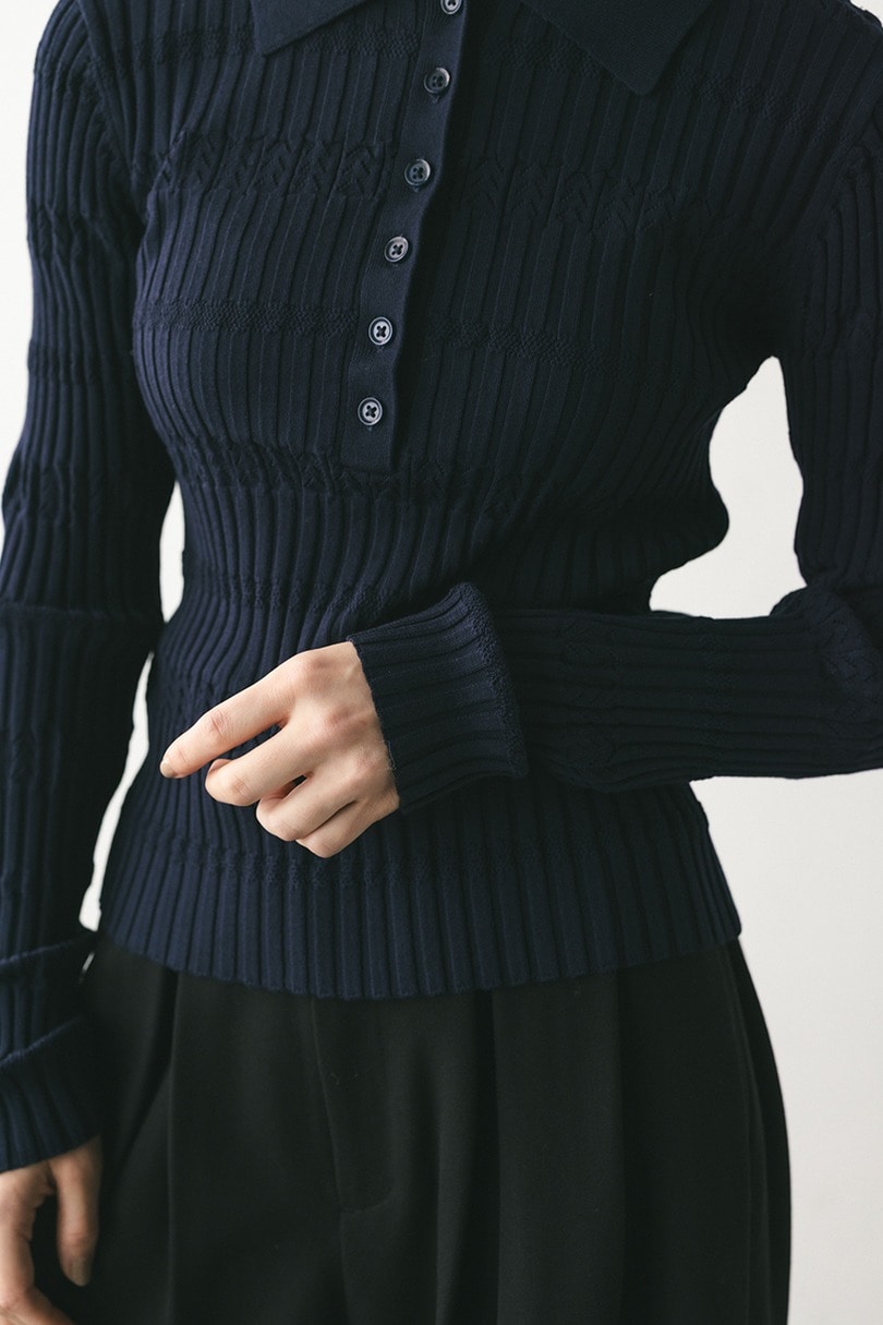 アイレットリブニットポロ 詳細画像 NVY 7