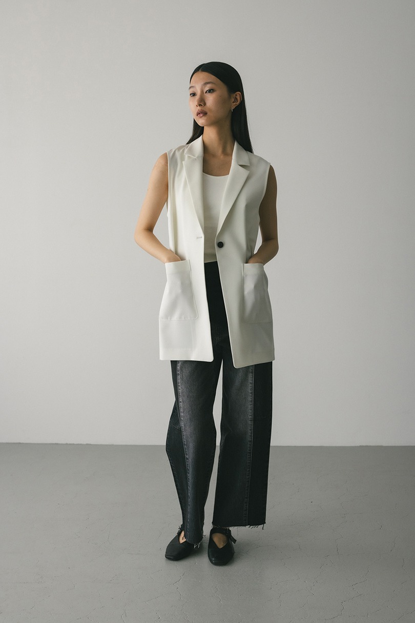 ワンボタンルーズベスト 詳細画像 WHT 3