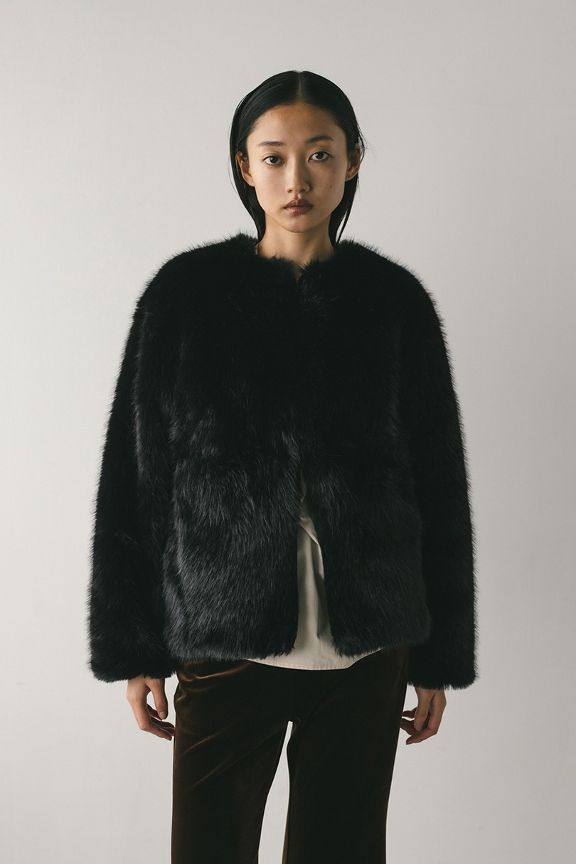 ノーカラーファージャケット 詳細画像 BLK 3