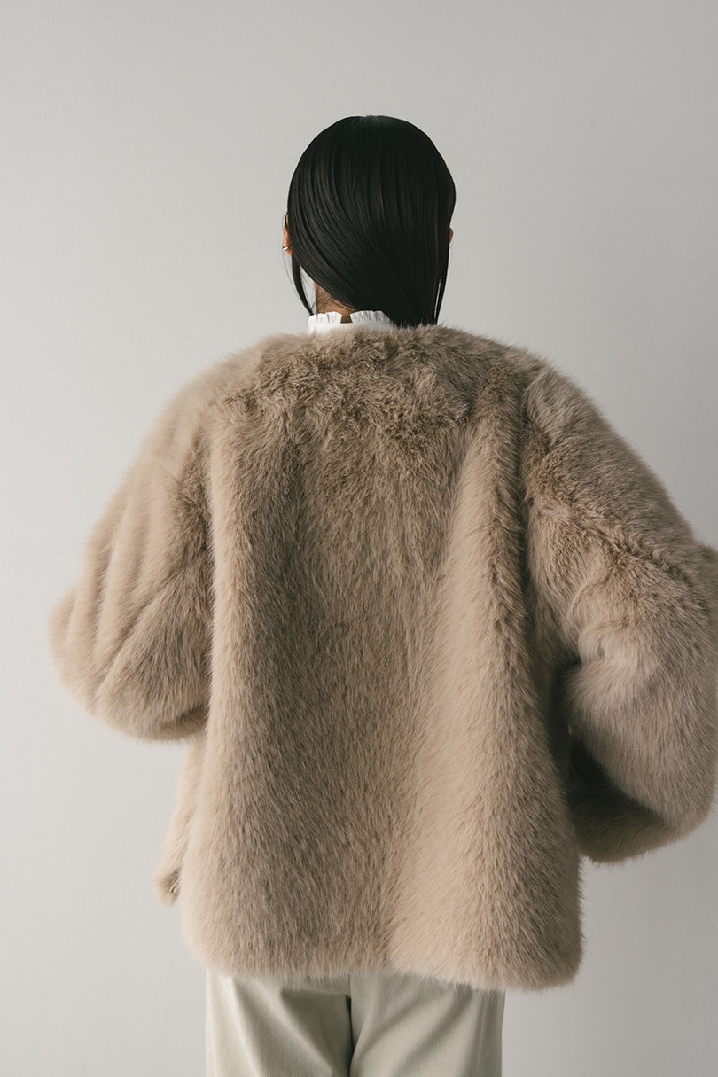 ノーカラーファージャケット 詳細画像 L/BEG 8