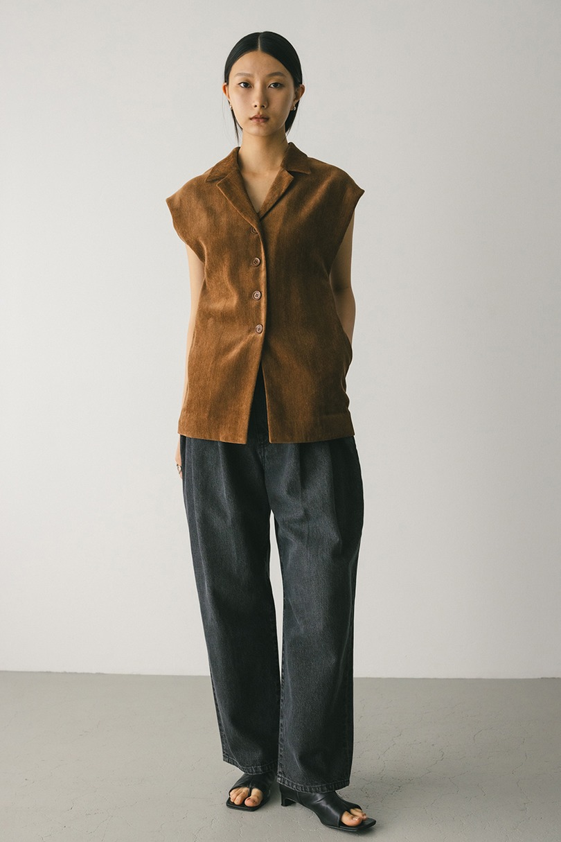 ショルダータックベロアベスト 詳細画像 BRN 2