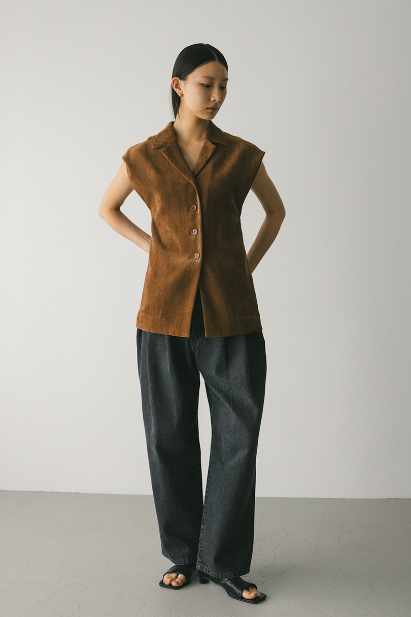 ショルダータックベロアベスト 詳細画像 BRN 3