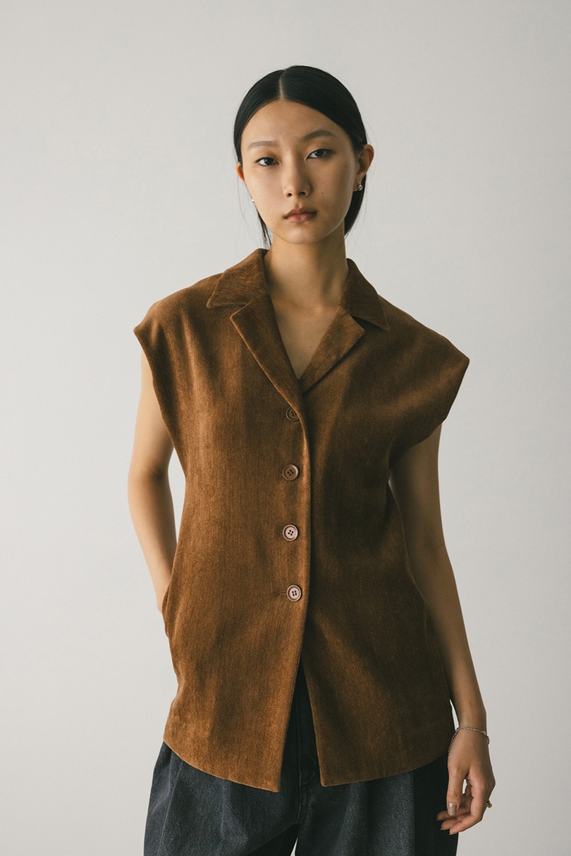 ショルダータックベロアベスト 詳細画像 BRN 4