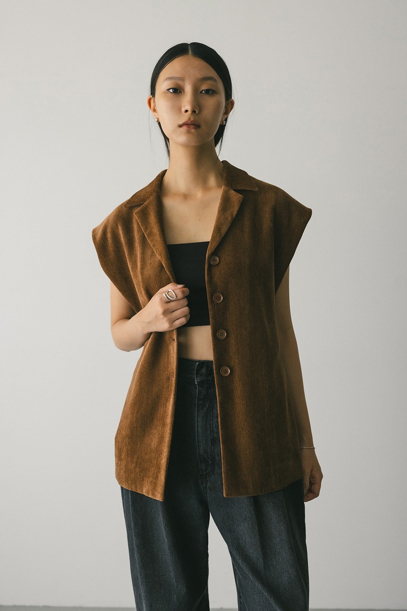 ショルダータックベロアベスト 詳細画像 BRN 5