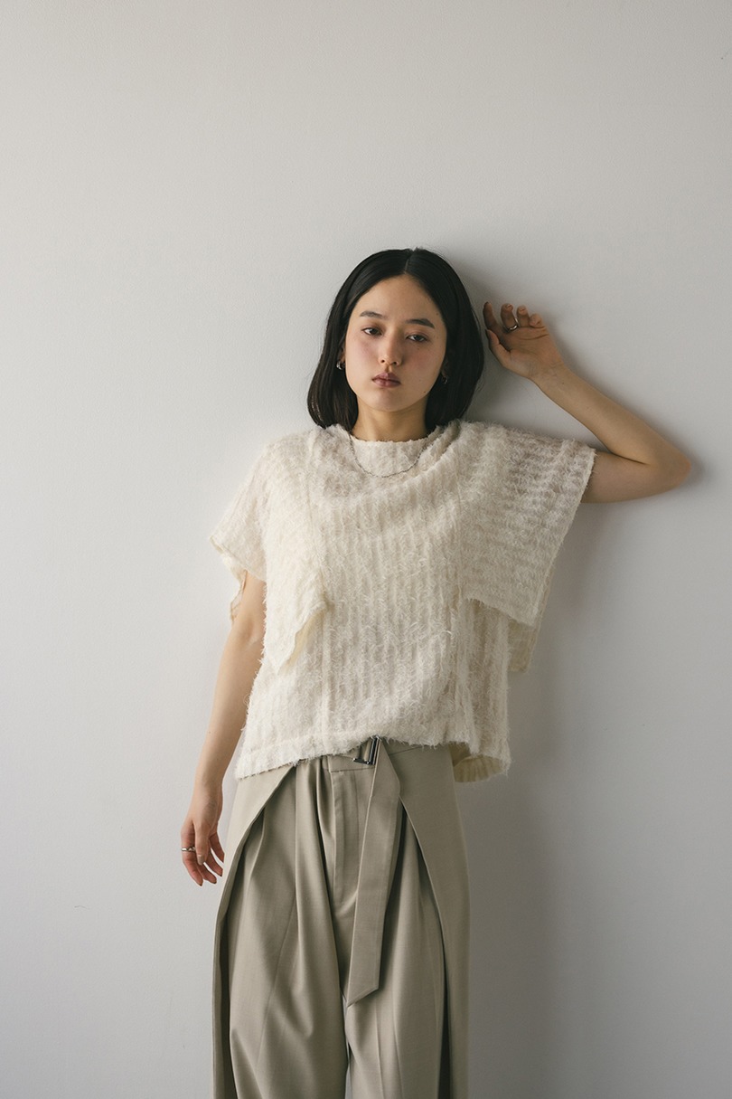 チュールフリンジジャガードトップ