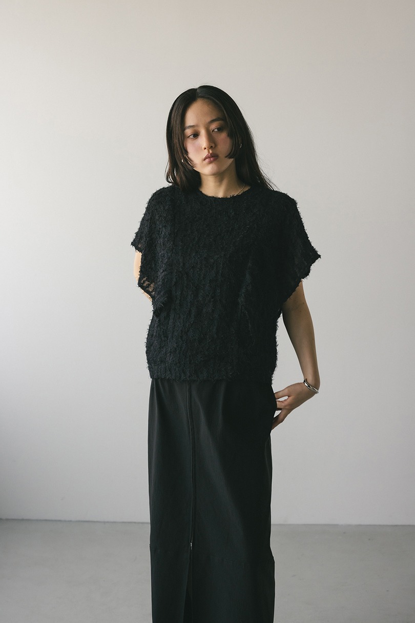 チュールフリンジジャガードトップ 詳細画像 BLK 3