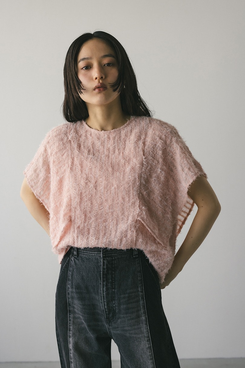チュールフリンジジャガードトップ 詳細画像 PNK 5