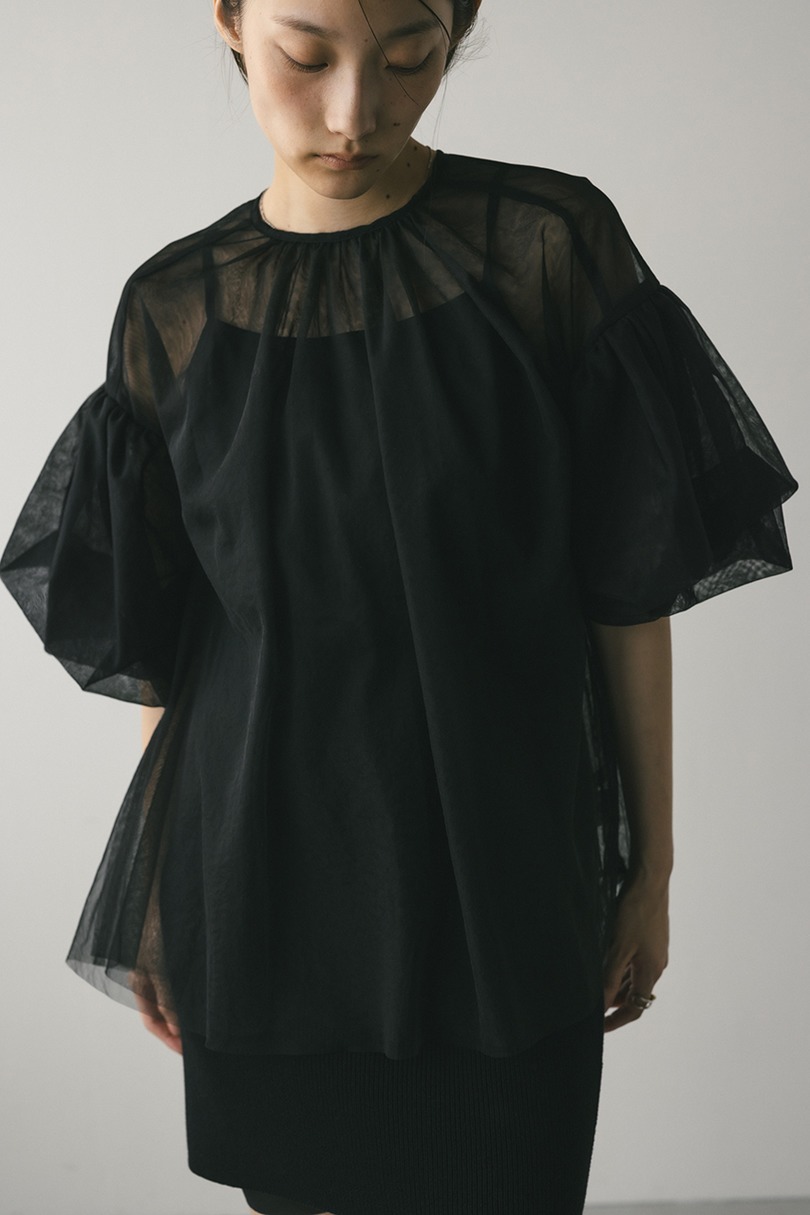 ギャザースリーブチュールトップ 詳細画像 BLK 5
