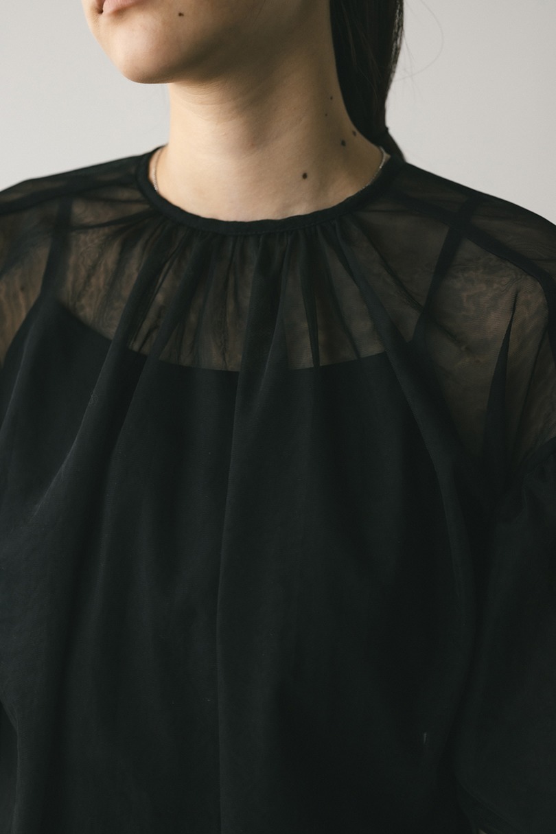ギャザースリーブチュールトップ 詳細画像 BLK 6