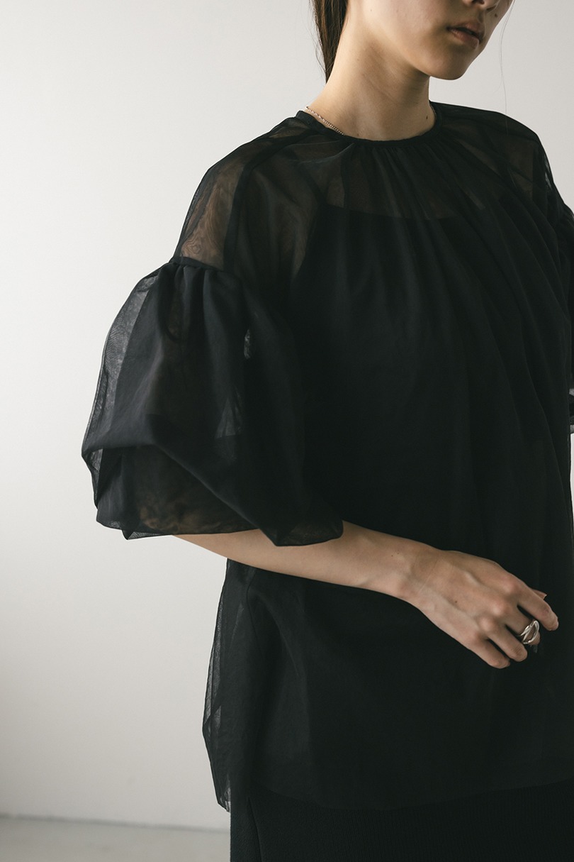 ギャザースリーブチュールトップ 詳細画像 BLK 7