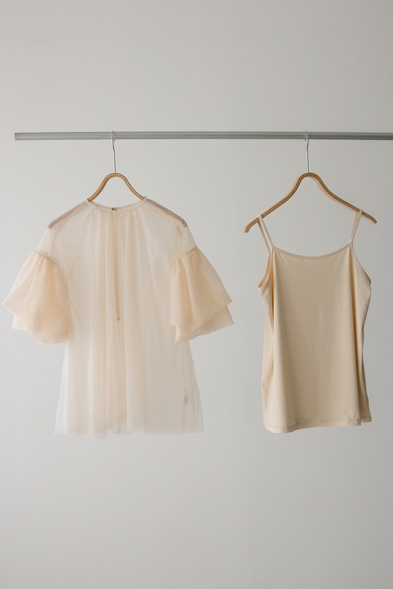 ギャザースリーブチュールトップ 詳細画像 BEG 10