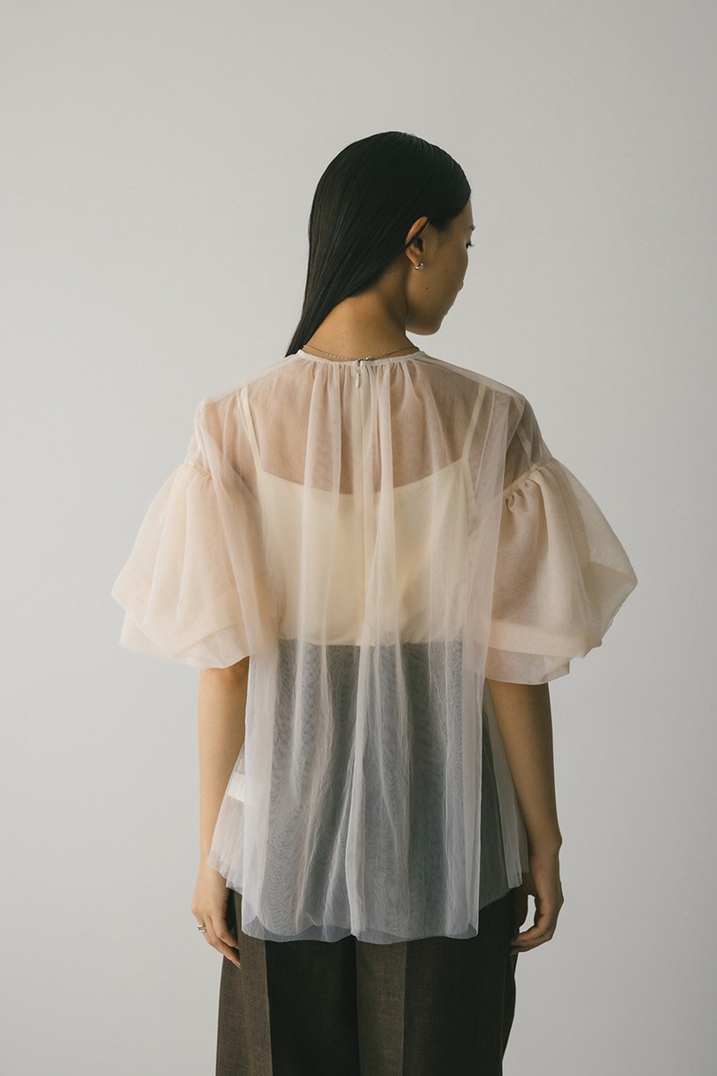 ギャザースリーブチュールトップ 詳細画像 BEG 4