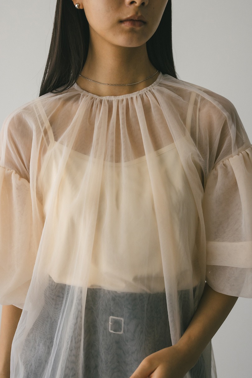 ギャザースリーブチュールトップ 詳細画像 BEG 5