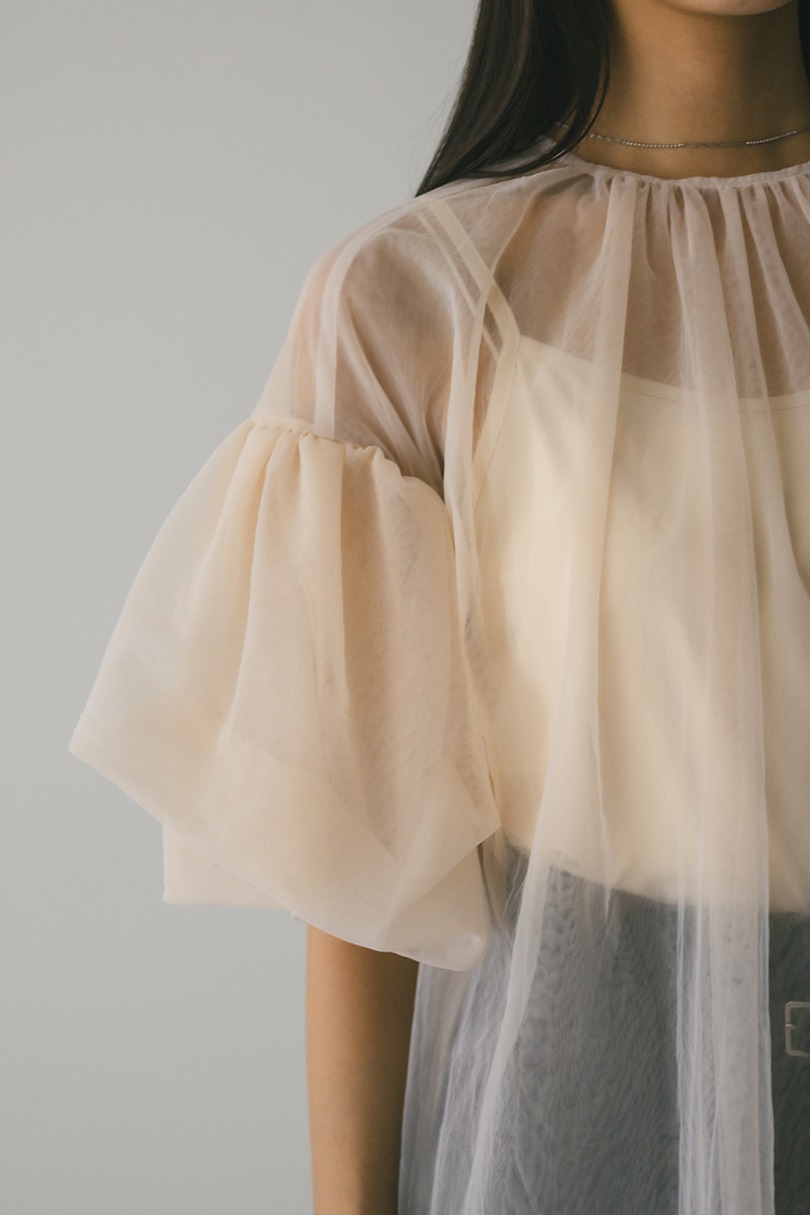 ギャザースリーブチュールトップ 詳細画像 BEG 6