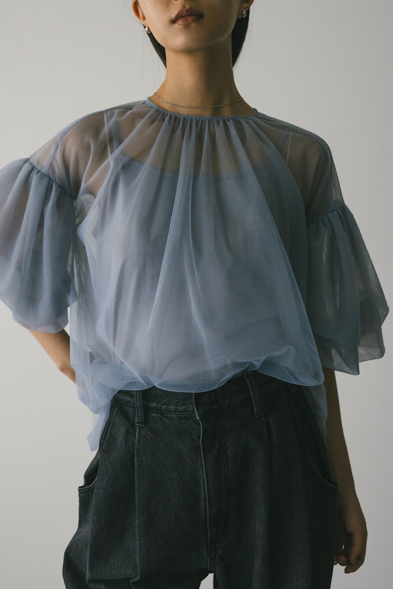 ギャザースリーブチュールトップ 詳細画像 SAX 4
