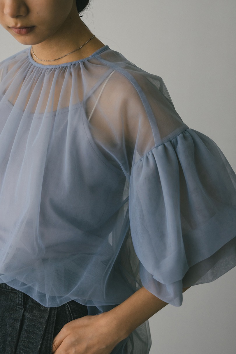 ギャザースリーブチュールトップ 詳細画像 SAX 8