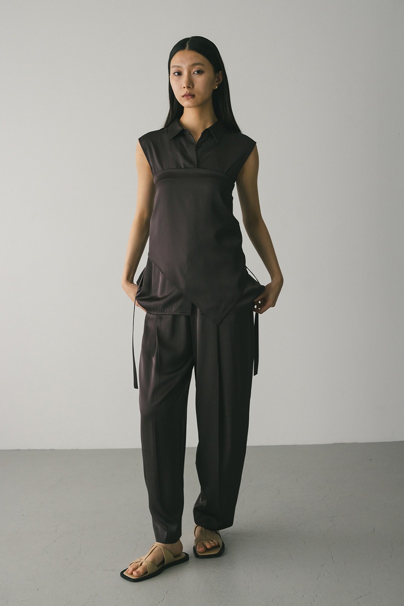 サテンベルトシャツ