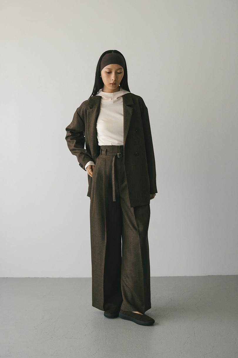 ハイウエストワイドベルトパンツ