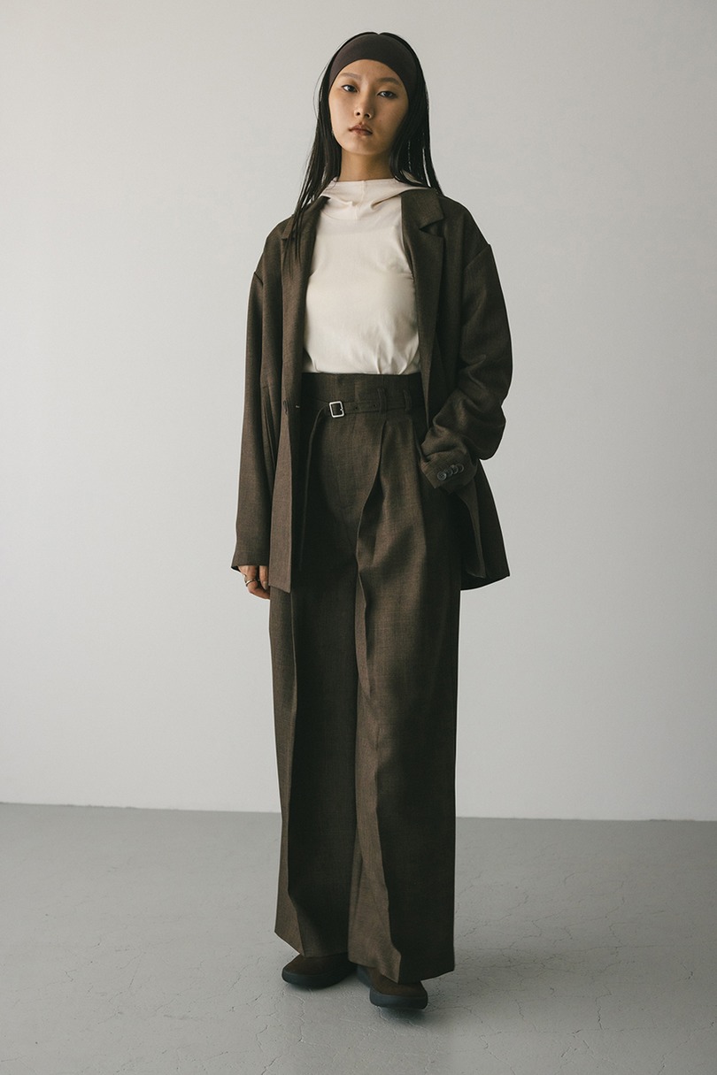 ハイウエストワイドベルトパンツ 詳細画像 BRN 2