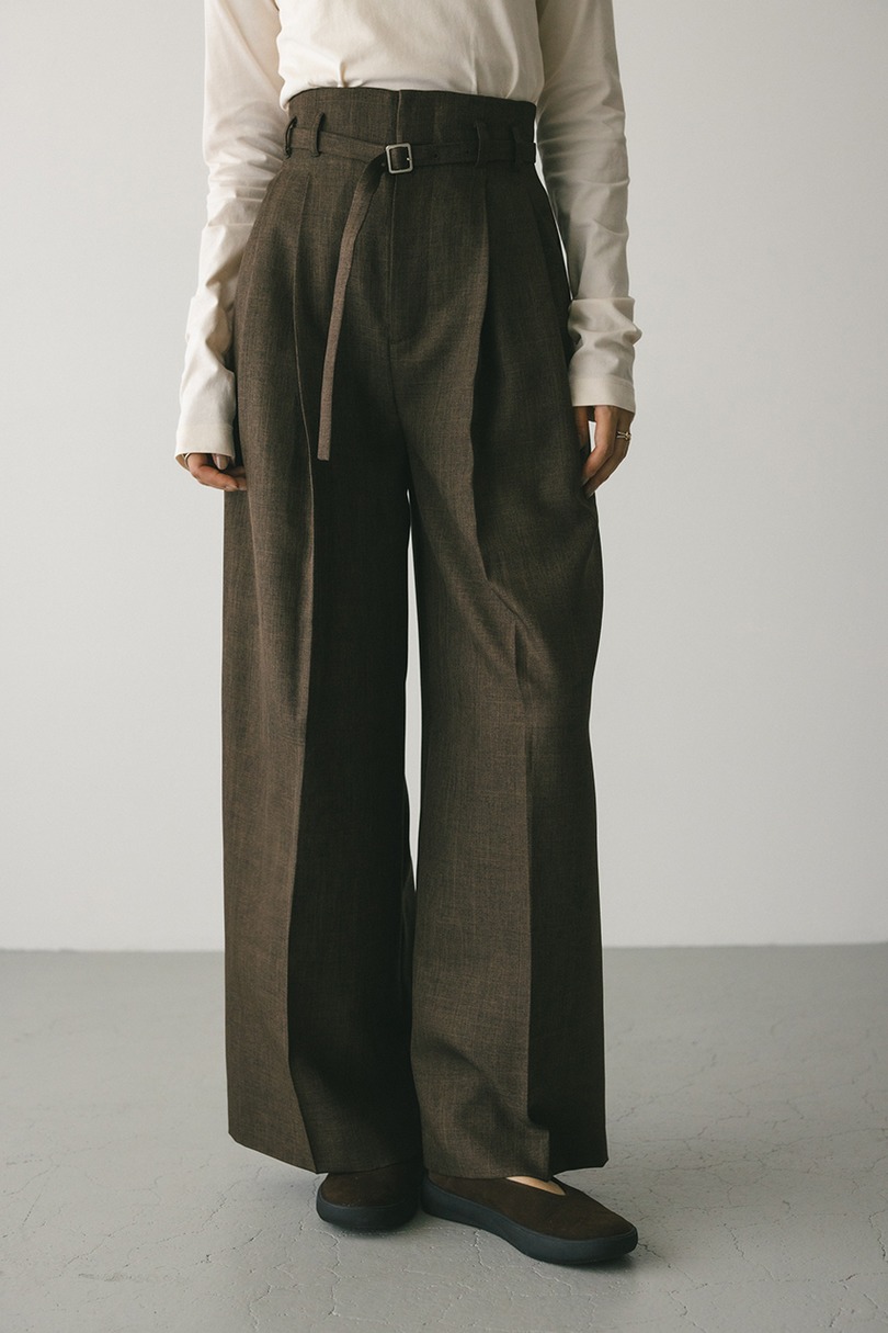 ハイウエストワイドベルトパンツ 詳細画像 BRN 3