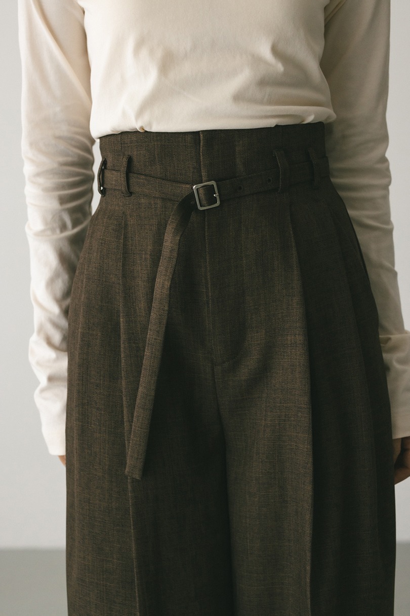 ハイウエストワイドベルトパンツ 詳細画像 BRN 5