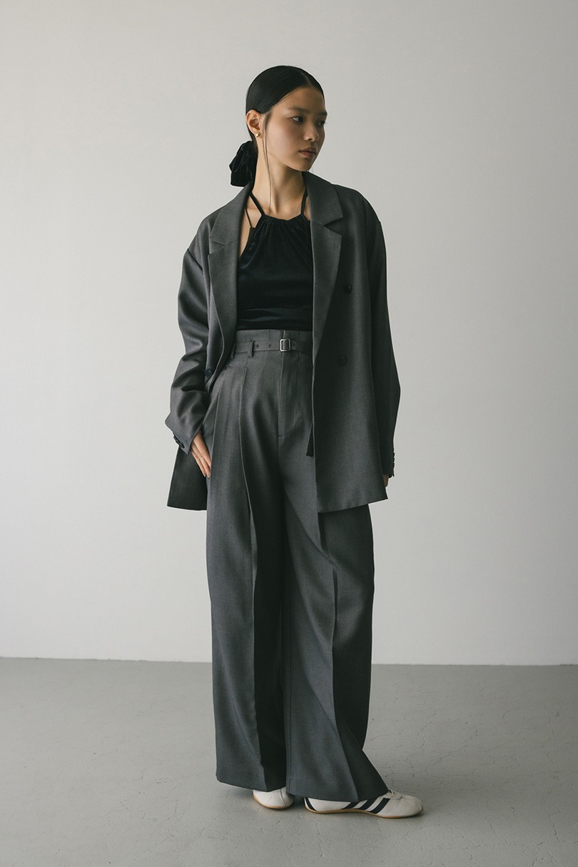 ハイウエストワイドベルトパンツ