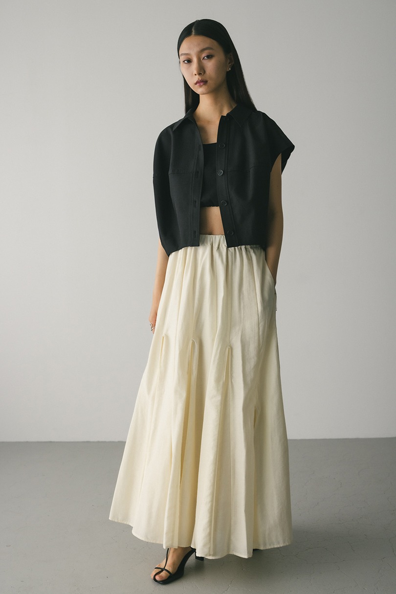 ピンタックパネルフレアスカート