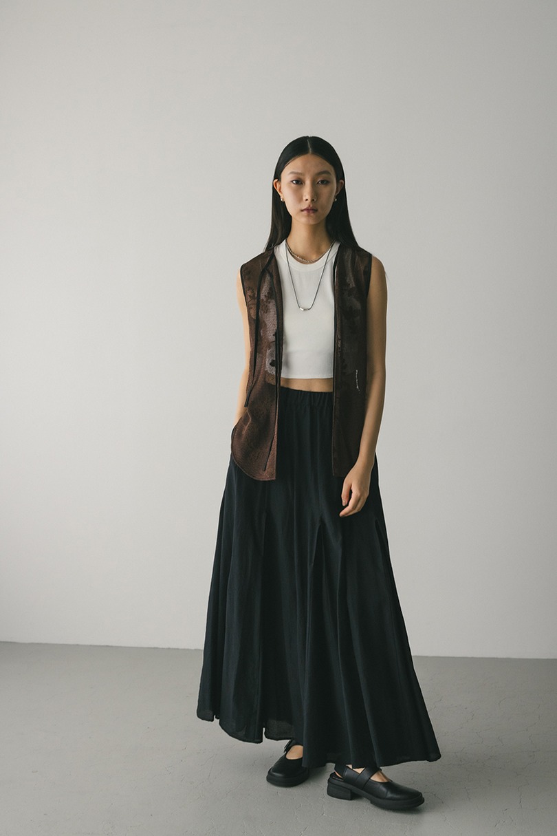 ピンタックパネルフレアスカート 詳細画像 BLK 2