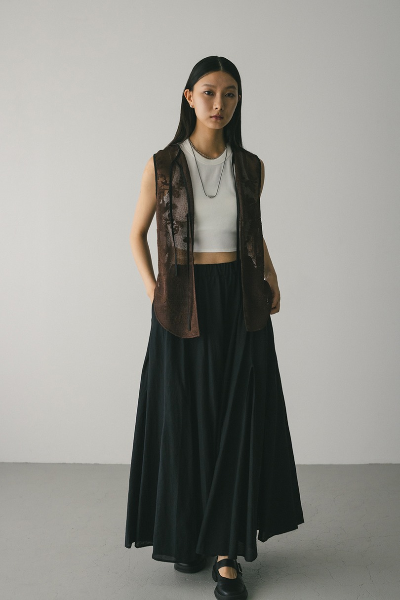 ピンタックパネルフレアスカート 詳細画像 BLK 3