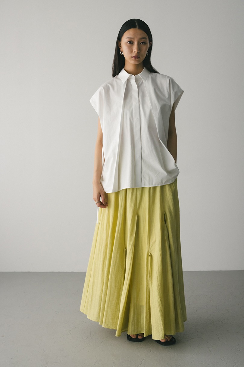 ピンタックパネルフレアスカート 詳細画像 YEL 3